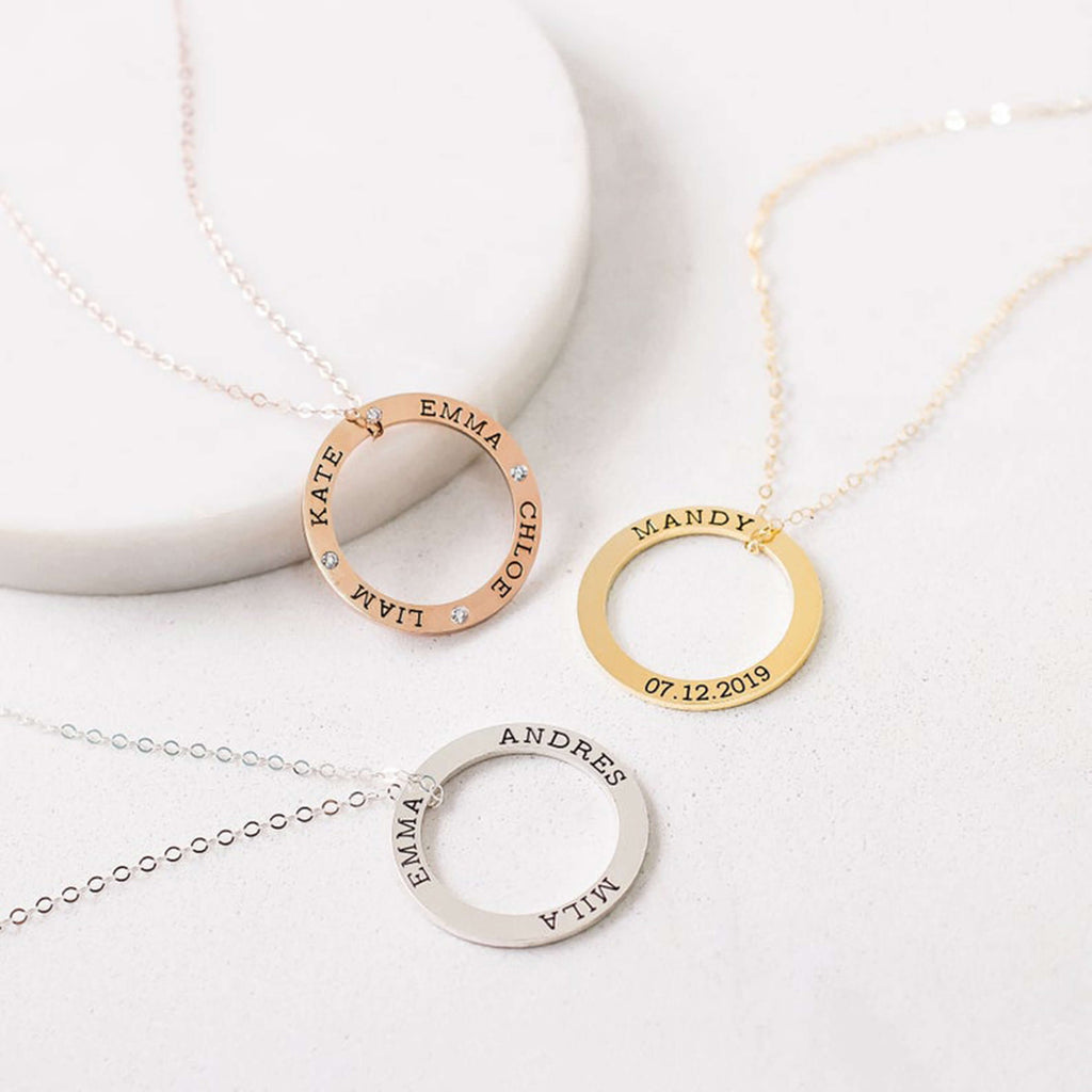 Bridesmaid Gifts Personalized Family Necklace Eternity Link Necklace Custom Name Necklace - urweddinggifts
