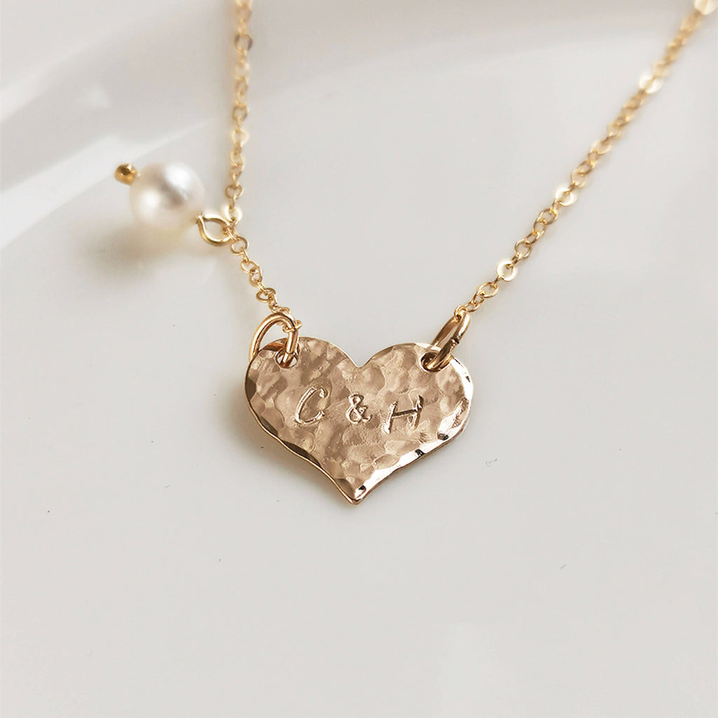 Bridesmaid Gifts Personalized Heart Necklace Engraved Heart Necklace Monogram Necklace - urweddinggifts