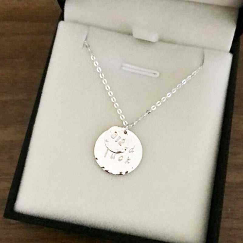 Bridesmaid Gifts Personalized Initials Necklace Tiny Disc Necklace Engraved Circle Tags Necklace - urweddinggifts