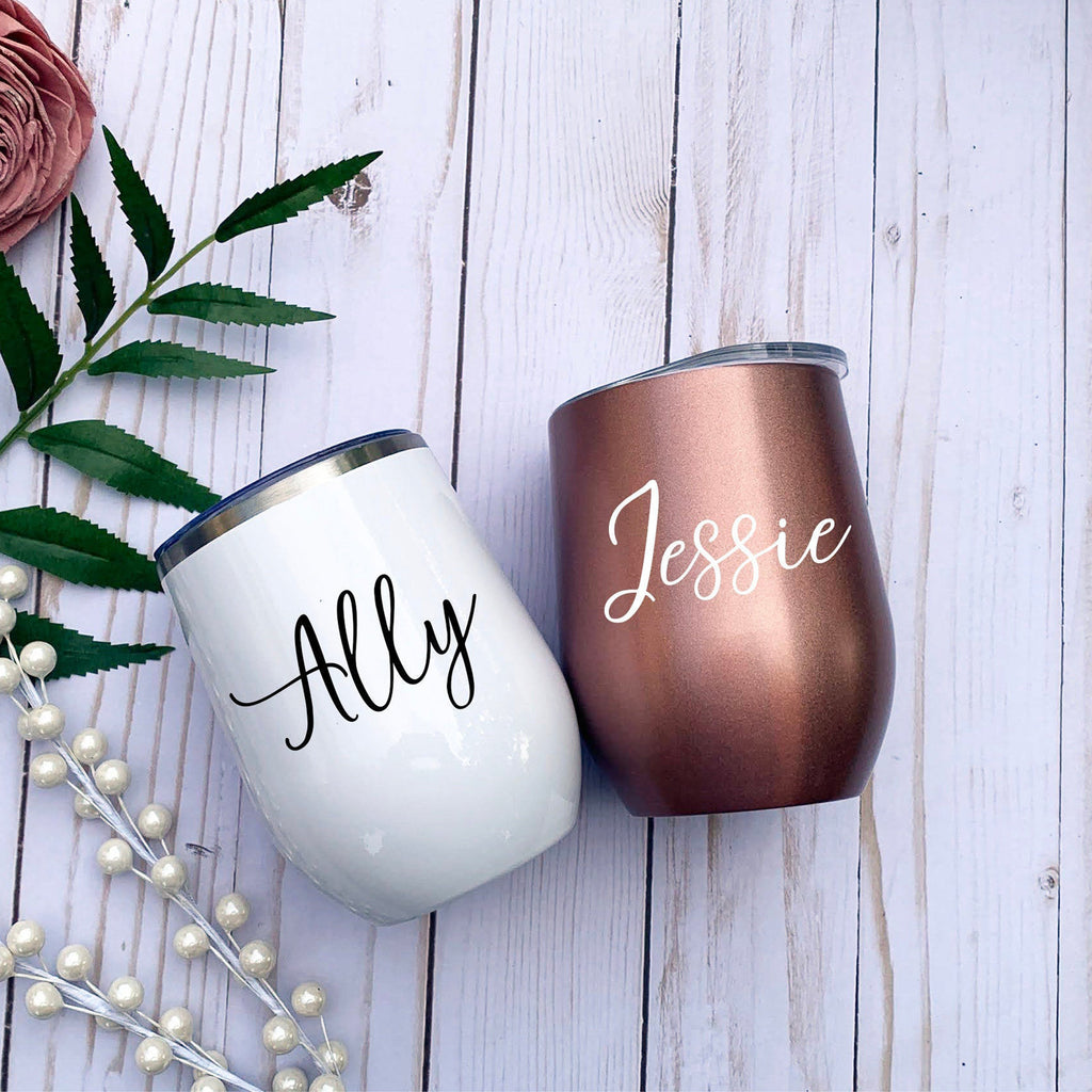 Bridesmaid Gifts Personalized Wine Tumblers Bridal Party Cups Stemless Wine Cup Gradient Tumblers Bridesmaid Cups - urweddinggifts
