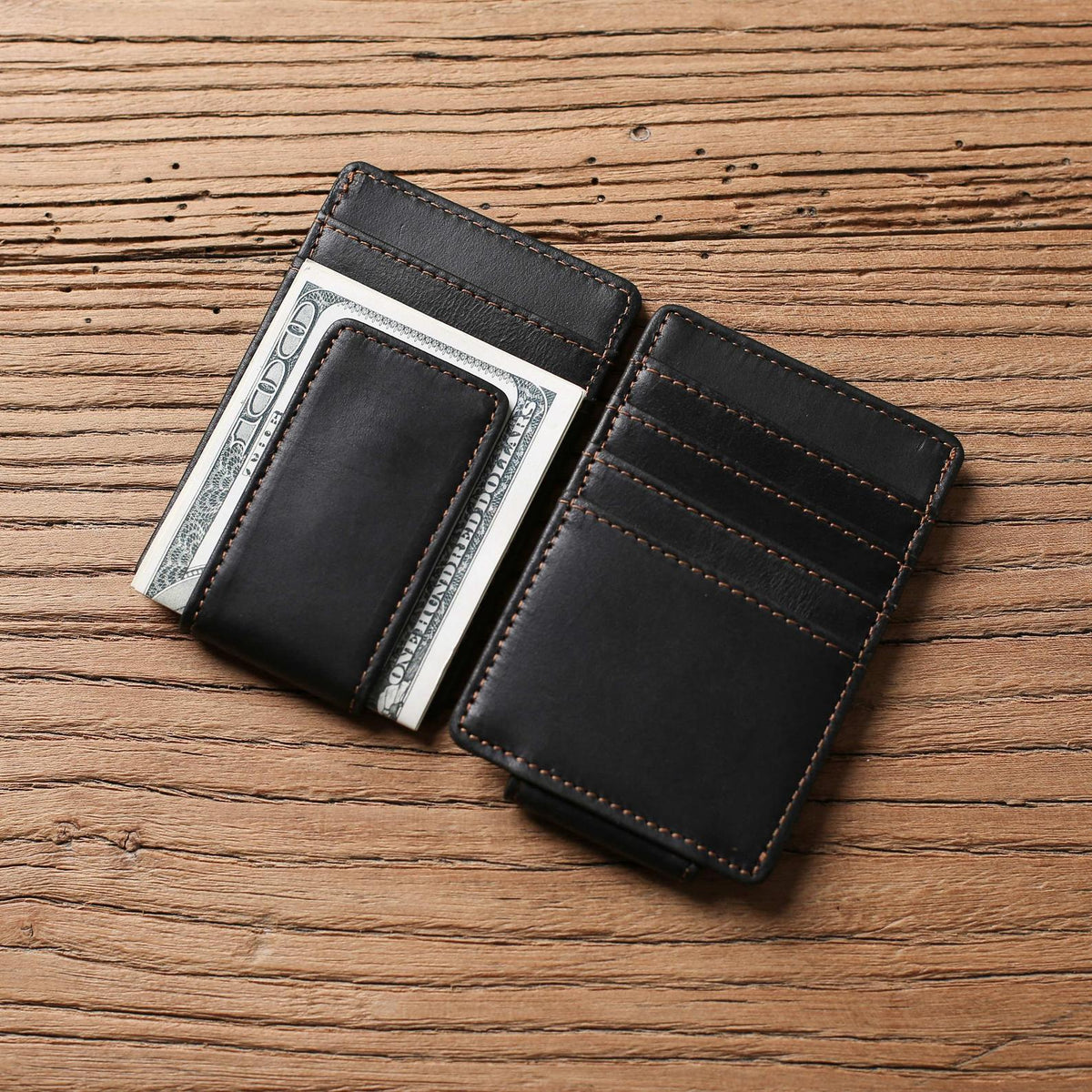 Leather credit card money clip on sale