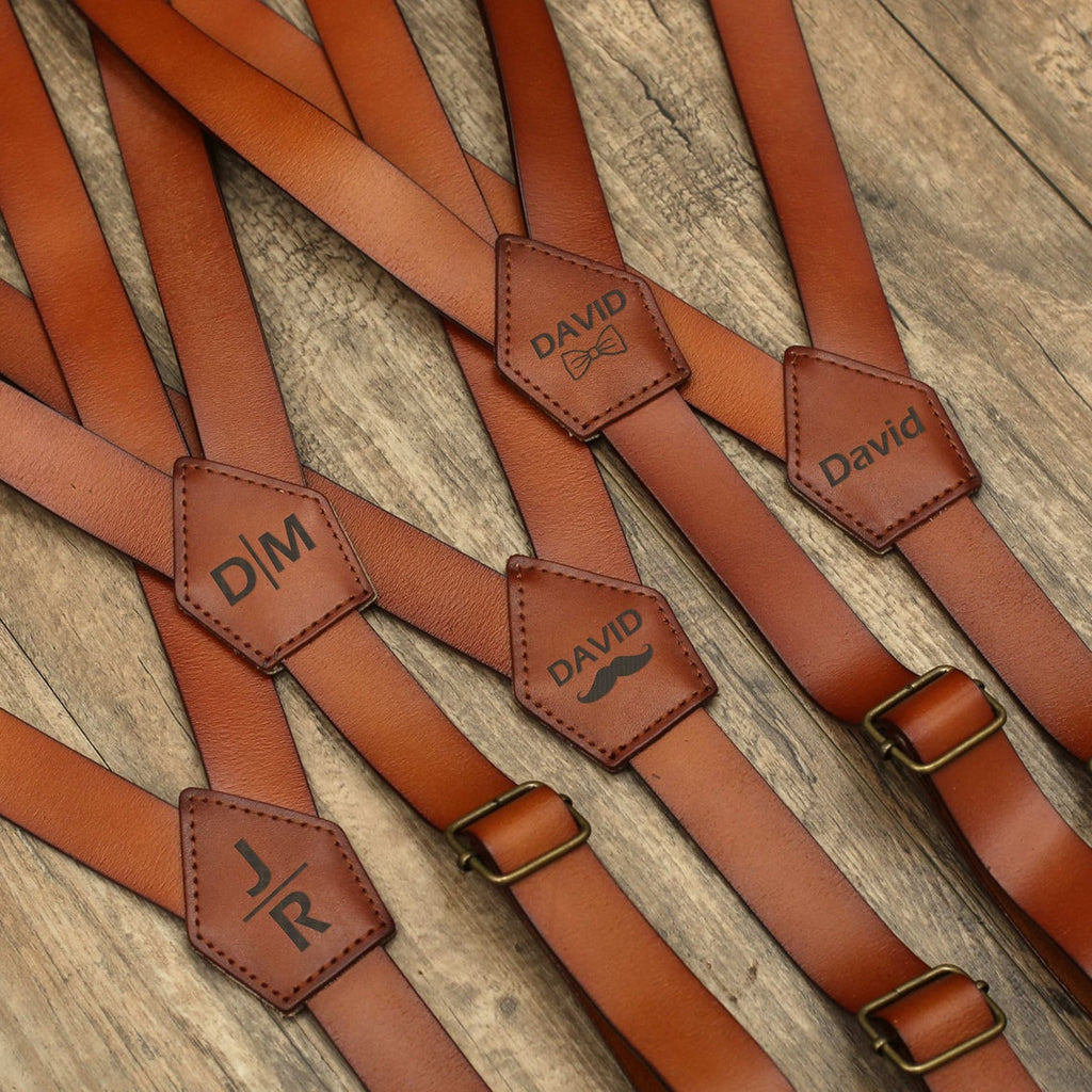 Groomsmen Gifts Wedding Suspenders Personalized Leather Suspenders Gifts For Groomsmen