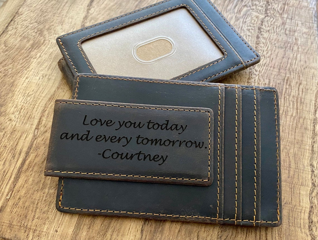Unique Gifts for Men, Personalized Money Clip, Wallet with ID Window, Husband Gift, Custom Christmas Gift
