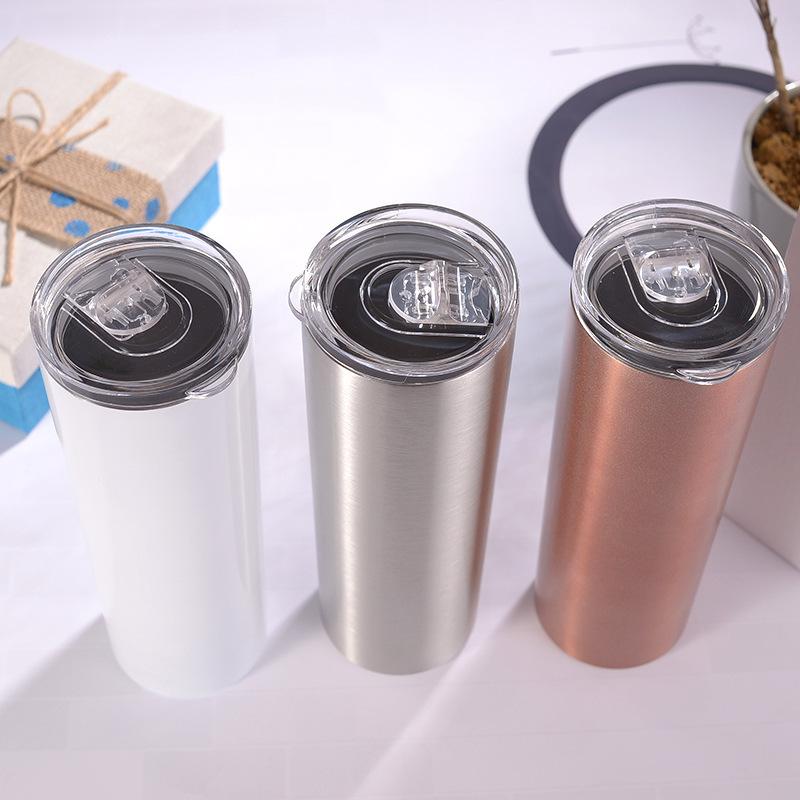 20 oz Personalized Stainless Steel Skinny Tumbler With Lid and Straw