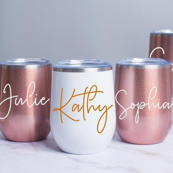 Rose Gold Wine Tumbler, Custom Wine Glasses, Personalize Wine Glasses, Wine  Glass, Wine Gift, Bridesmaid Proposal, Bridesmaid Gift, Wine Cup 