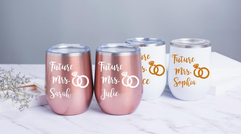 Wedding Party Gift, Stemless Wine Cup, Bachelorette Party Favor, Bridesmaid Cups, Employee Gift - urweddinggifts