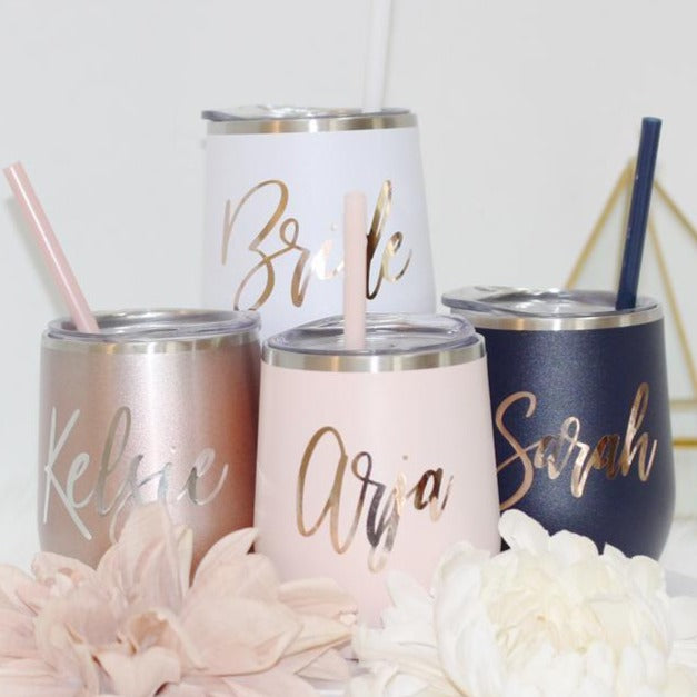 Wine tumbler / bridesmaid gift / bachelorette gift /12oz custom wine glass / personalized tumbler - urweddinggifts