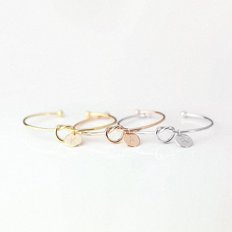 Bridesmaid Proposal Gift - Will you be my Bridesmaid - Bridesmaid Initial Bracelet - Personalized Gift - Tie the knot bracelet