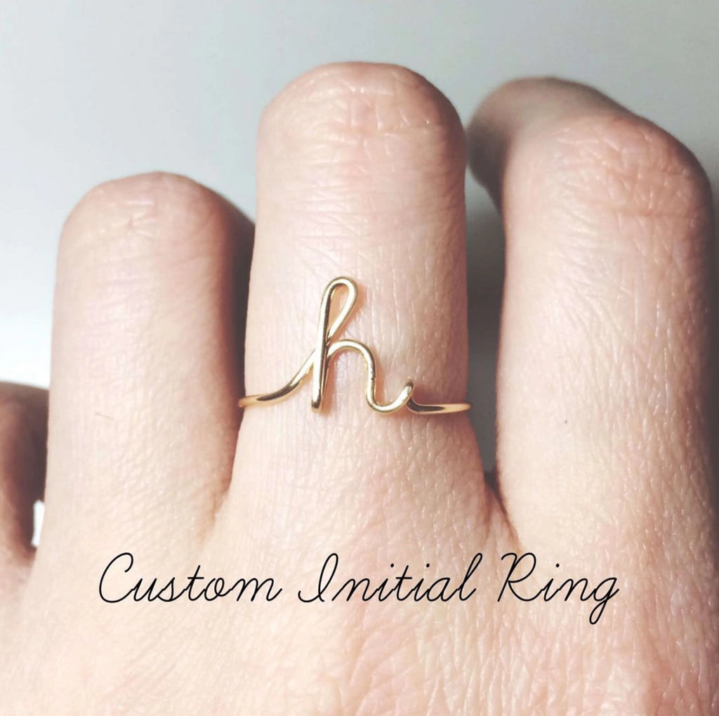 Bridesmaid Gift Custom Initial Ring Personalized Bridesmaid Gifts Wedding Gift Jewelry Letter Ring - urweddinggifts