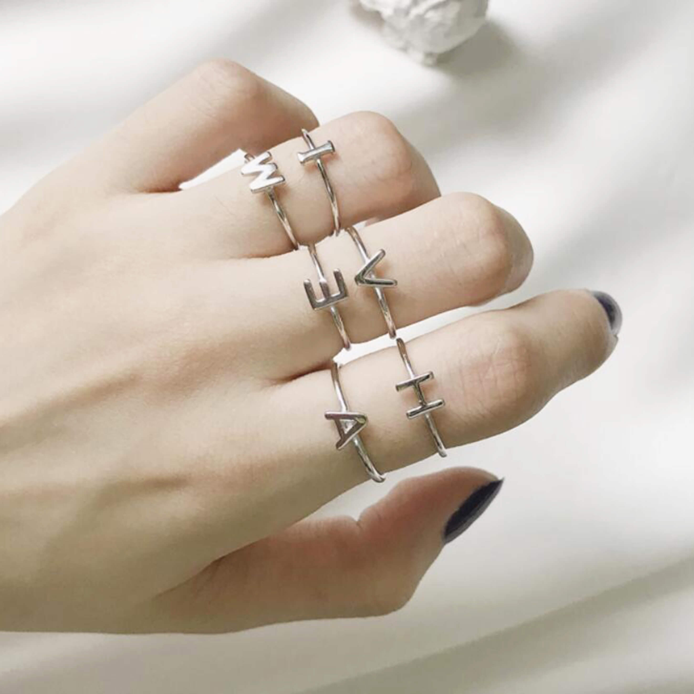 Personalized letter clearance rings