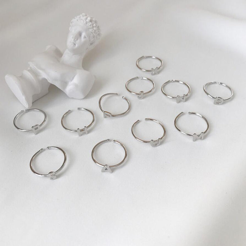 Bridesmaid Gift Dainty Initial Ring Custom Letter Ring Personalized Initials Rings - urweddinggifts