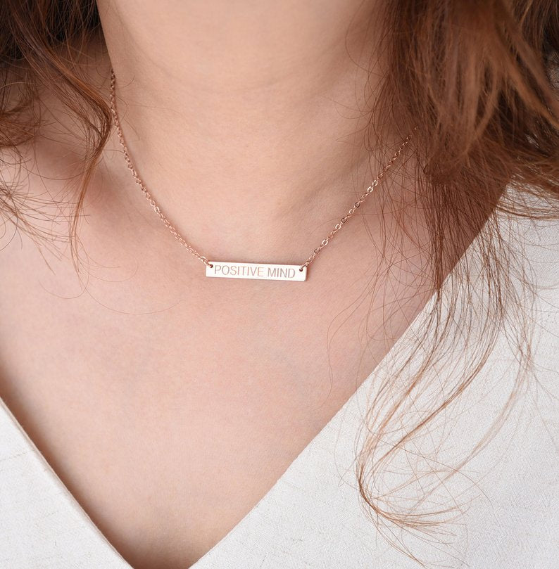 Bridesmaid Gift Personalized Necklace Custom Coordinate Necklace Engraved Bar Necklace Wedding Gift - urweddinggifts