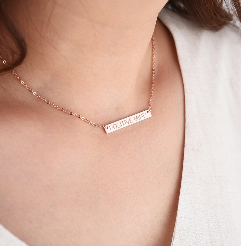 Bridesmaid Gift Personalized Necklace Custom Coordinate Necklace Engraved Bar Necklace Wedding Gift - urweddinggifts