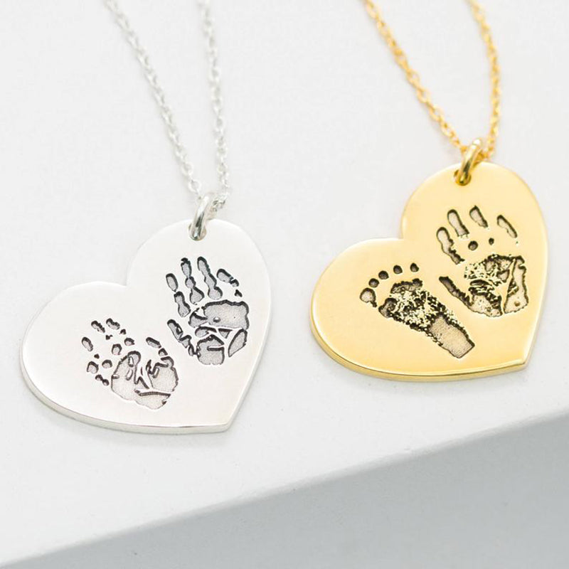 Bridesmaid Gifts Actual Fingerprint Necklace Engraved Handwriting Jewelry Custom Heart Charm Necklace - urweddinggifts