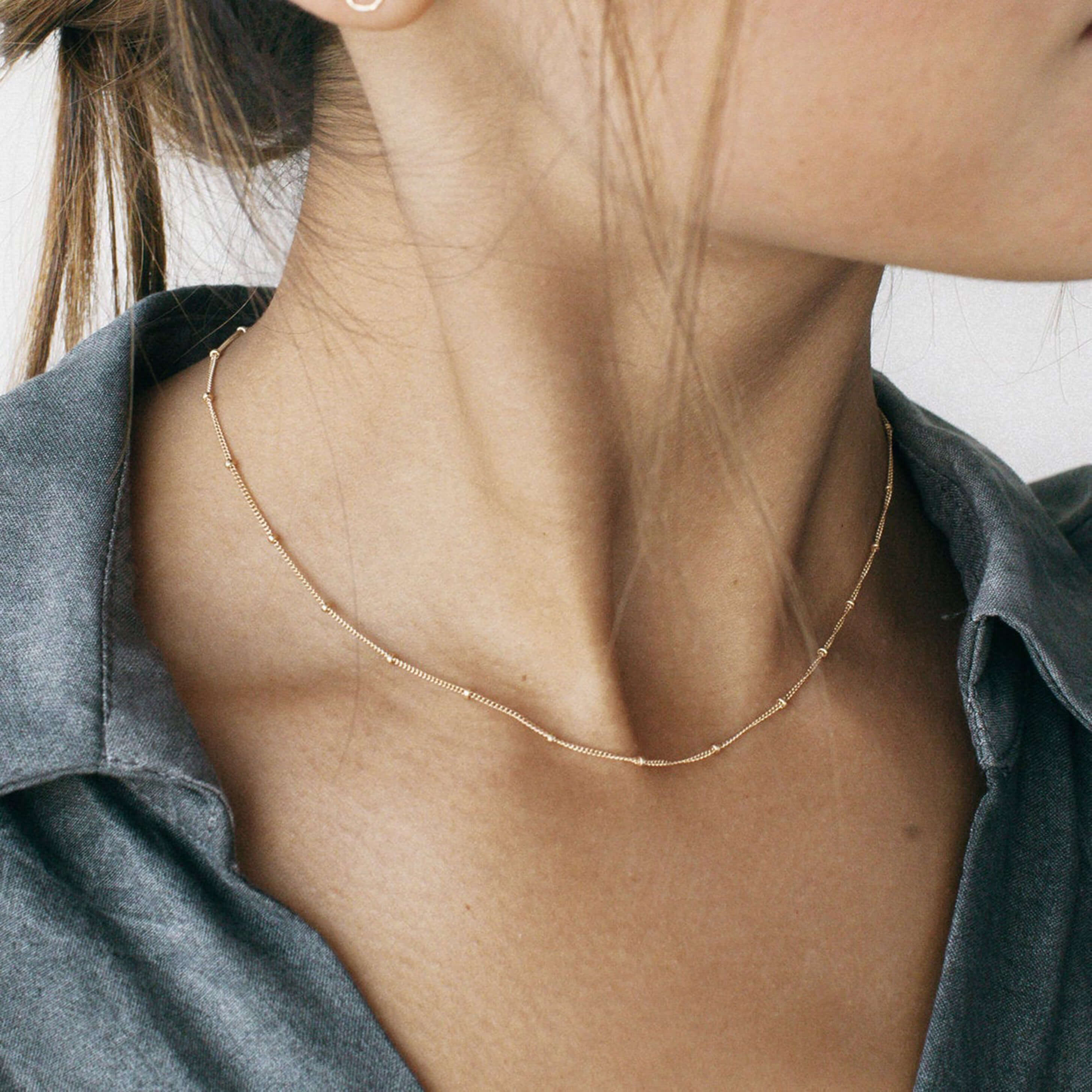 Bridesmaid Gifts Beaded Chain Choker Necklace Layering Beaded