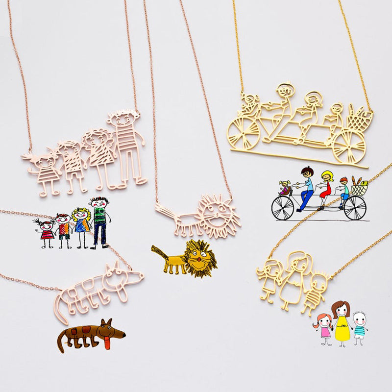 Bridesmaid Gifts Children's Drawing Necklace Kid Artwork Necklace Cust –  UrWeddingGifts