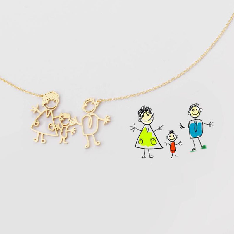 Bridesmaid Gifts Children's Drawing Necklace Kid Artwork Necklace Customized Child Art Jewelry Personalized Drawing Necklace - urweddinggifts