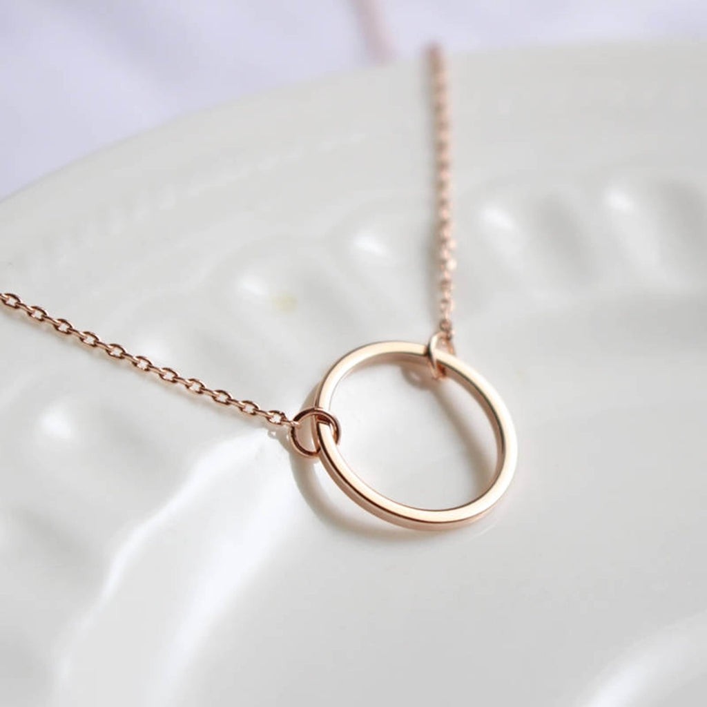 Bridesmaid Gifts Circle Necklace Delicate Dainty Necklace Ring Necklace - urweddinggifts