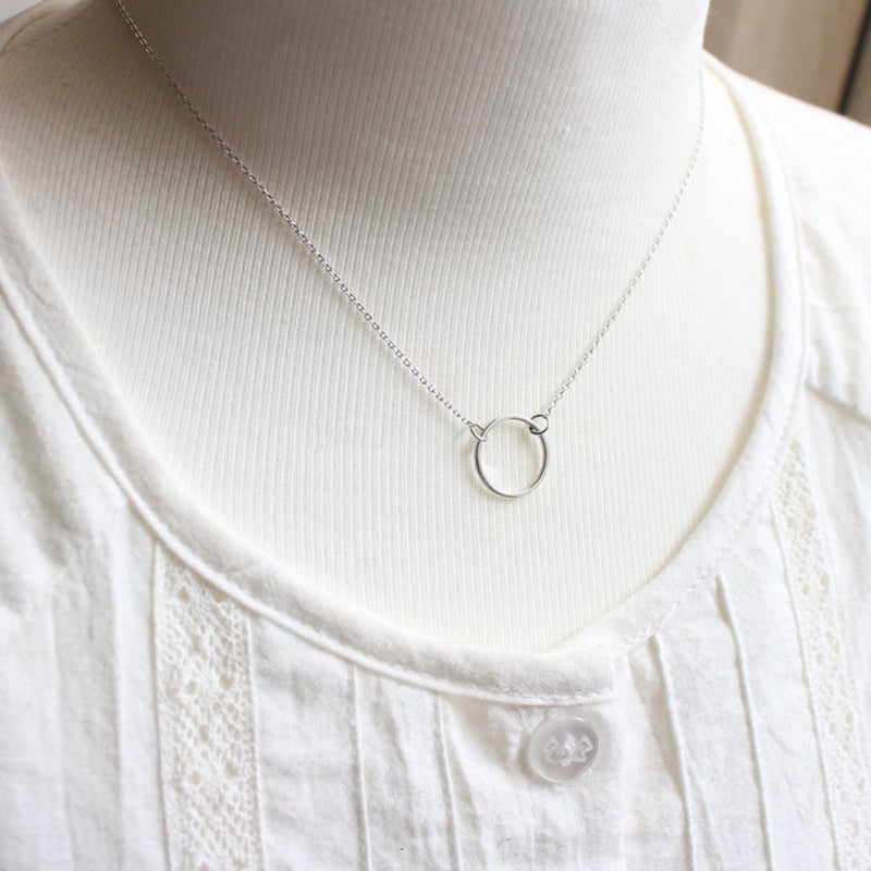 Bridesmaid Gifts Circle Necklace Delicate Dainty Necklace Ring Necklace - urweddinggifts
