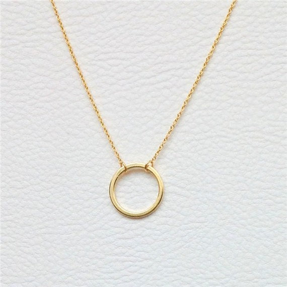 Bridesmaid Gifts Circle Necklace Delicate Dainty Necklace Ring Necklace - urweddinggifts