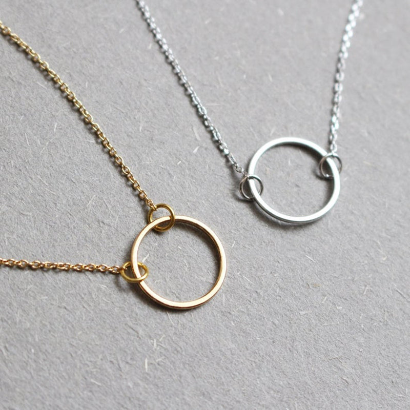 Bridesmaid Gifts Circle Necklace Delicate Dainty Necklace Ring Necklace - urweddinggifts