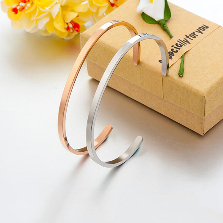 Bridesmaid Gifts Custom Bracelets Personalized Cuff Bracelet Engraved Bangle Stacking Bracelet - urweddinggifts