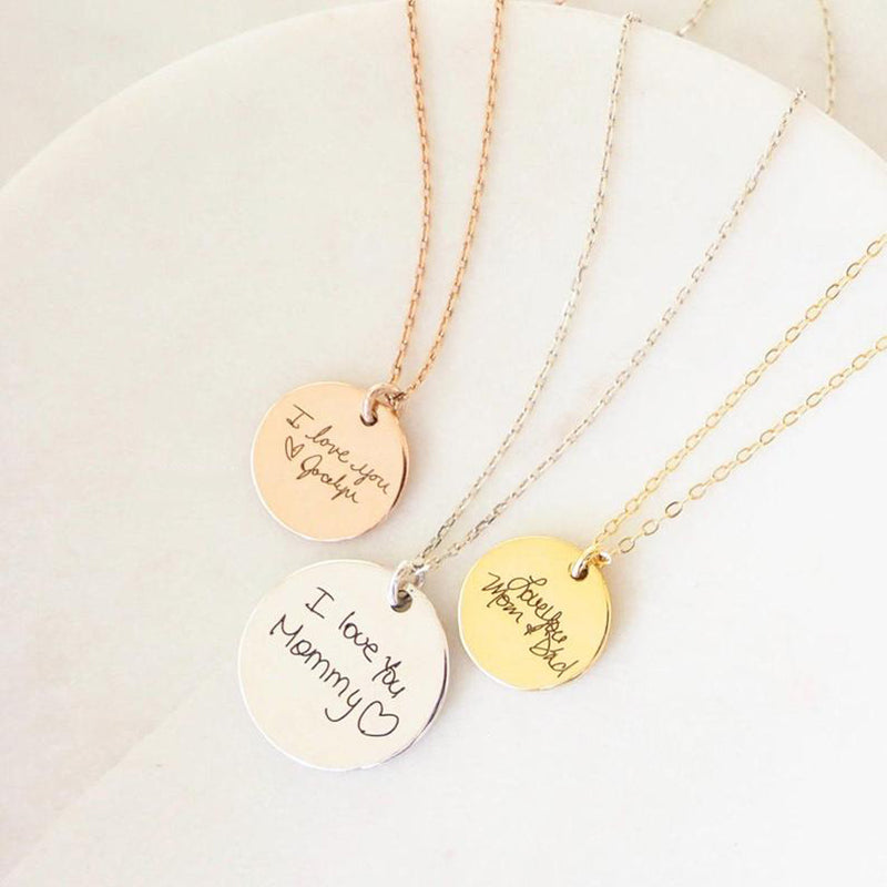Bridesmaid Gifts Custom Handwriting Necklace Handwriting Circle Charm Necklace Personalized Handwriting Necklace - urweddinggifts