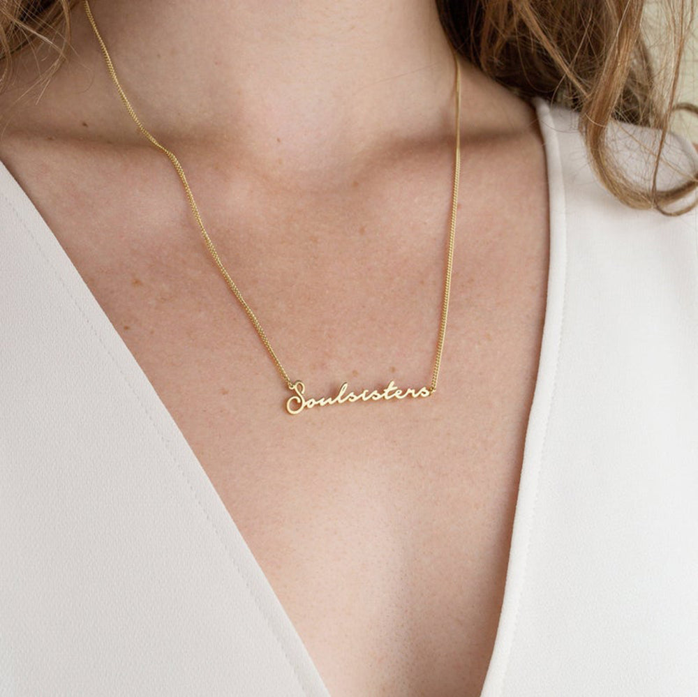 Custom word deals necklace gold