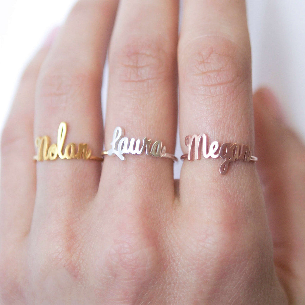 Bridesmaid Gifts Custom Name Ring Dainty Name Ring Customize Name Ring Personalized Jewelry Bridesmaids Jewelry - urweddinggifts