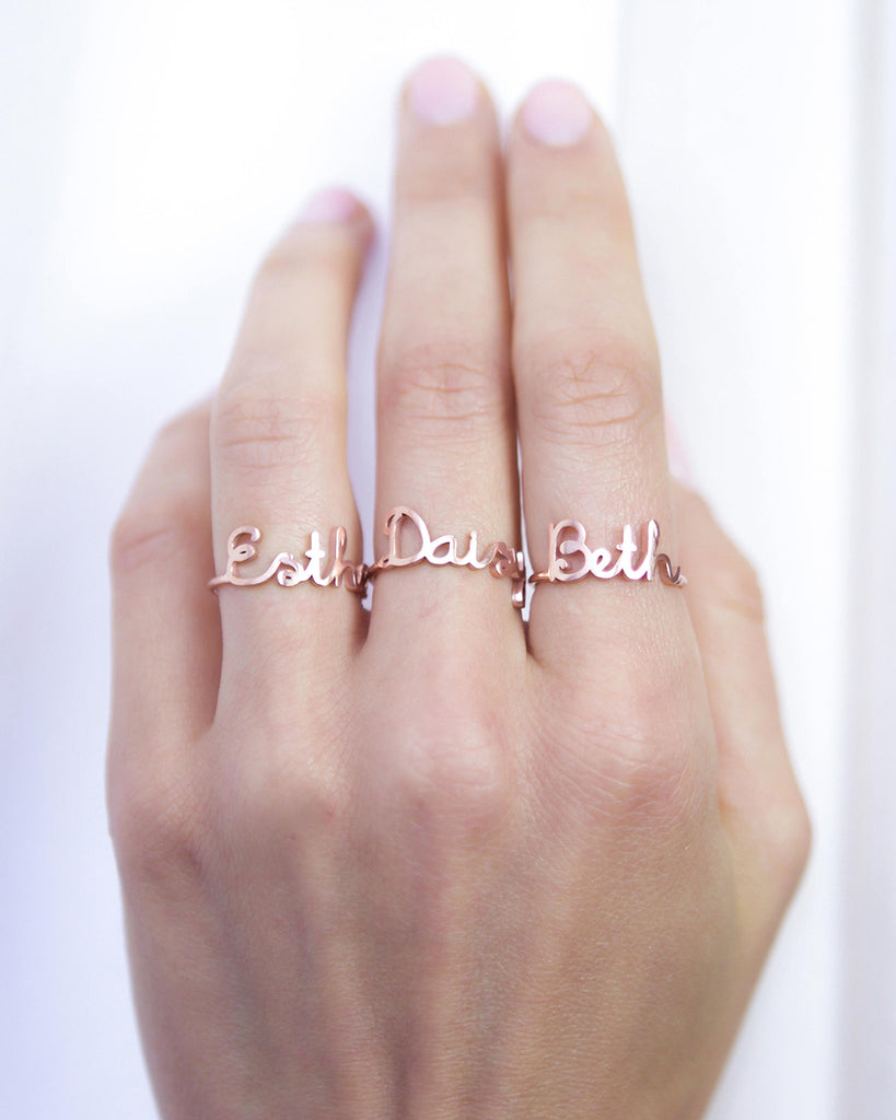 Bridesmaid Gifts Custom Name Ring Dainty Name Ring Customize Name Ring Personalized Jewelry Bridesmaids Jewelry - urweddinggifts