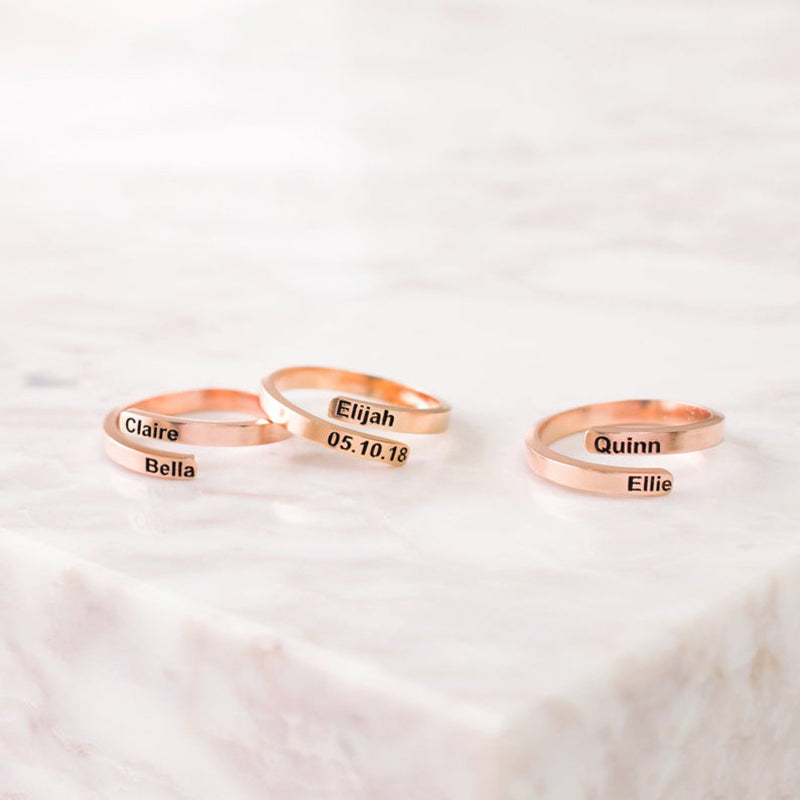 Bridesmaid Gifts Custom Name Ring Engraved Words Ring Personalized Wedding Gifts - urweddinggifts