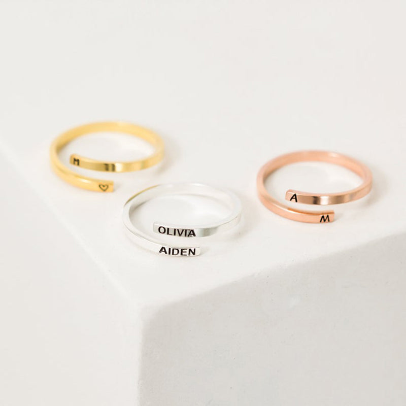 Bridesmaid Gifts Custom Name Ring Engraved Words Ring Personalized Wedding Gifts - urweddinggifts