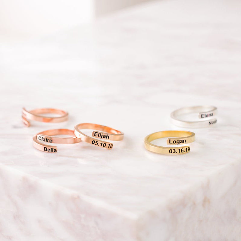 Bridesmaid Gifts Custom Name Ring Engraved Words Ring Personalized Wedding Gifts - urweddinggifts