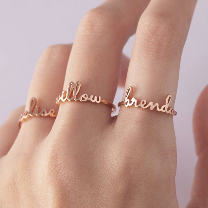 Bridesmaid Gifts Custom Name Ring Personalized Name Ring Engraved Words Ring - urweddinggifts