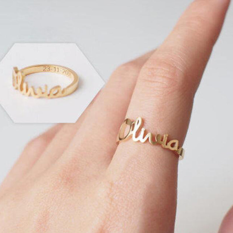 Bridesmaid Gifts Custom Name Ring Personalized Name Ring Engraved Words Ring - urweddinggifts