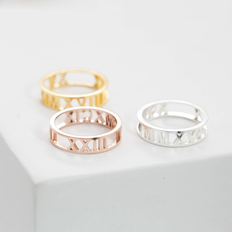 Bridesmaid Gifts Custom Roman Numerals Ring Date Ring Personalize Numeral Ring - urweddinggifts