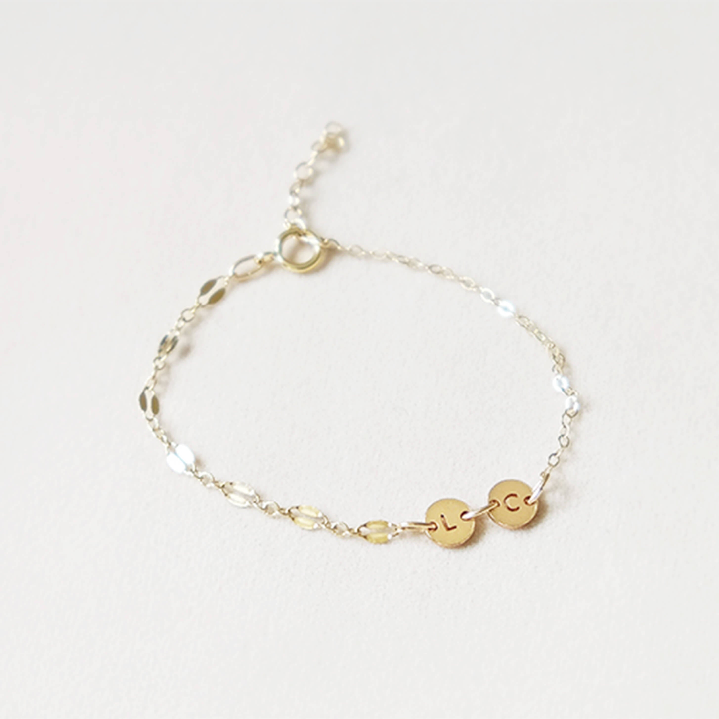 Delicate top initial bracelet