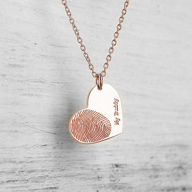 Bridesmaid Gifts Double Heart Necklace Actual Fingerprint Necklace Handwriting Necklaces - urweddinggifts