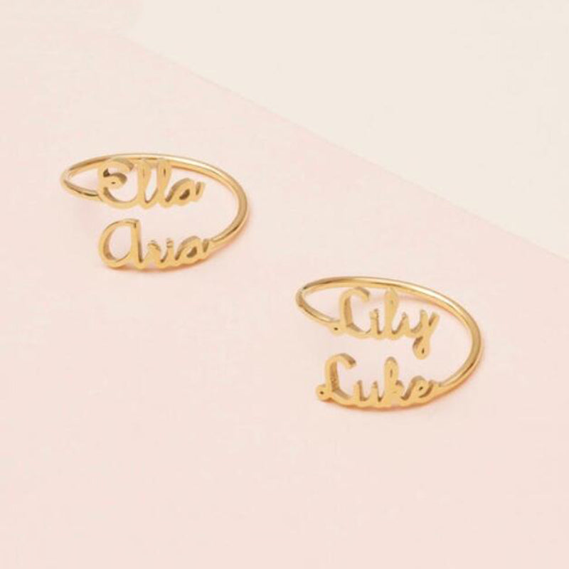 Bridesmaid Gifts Double Name Ring Custom Name Ring Personalized Words ...