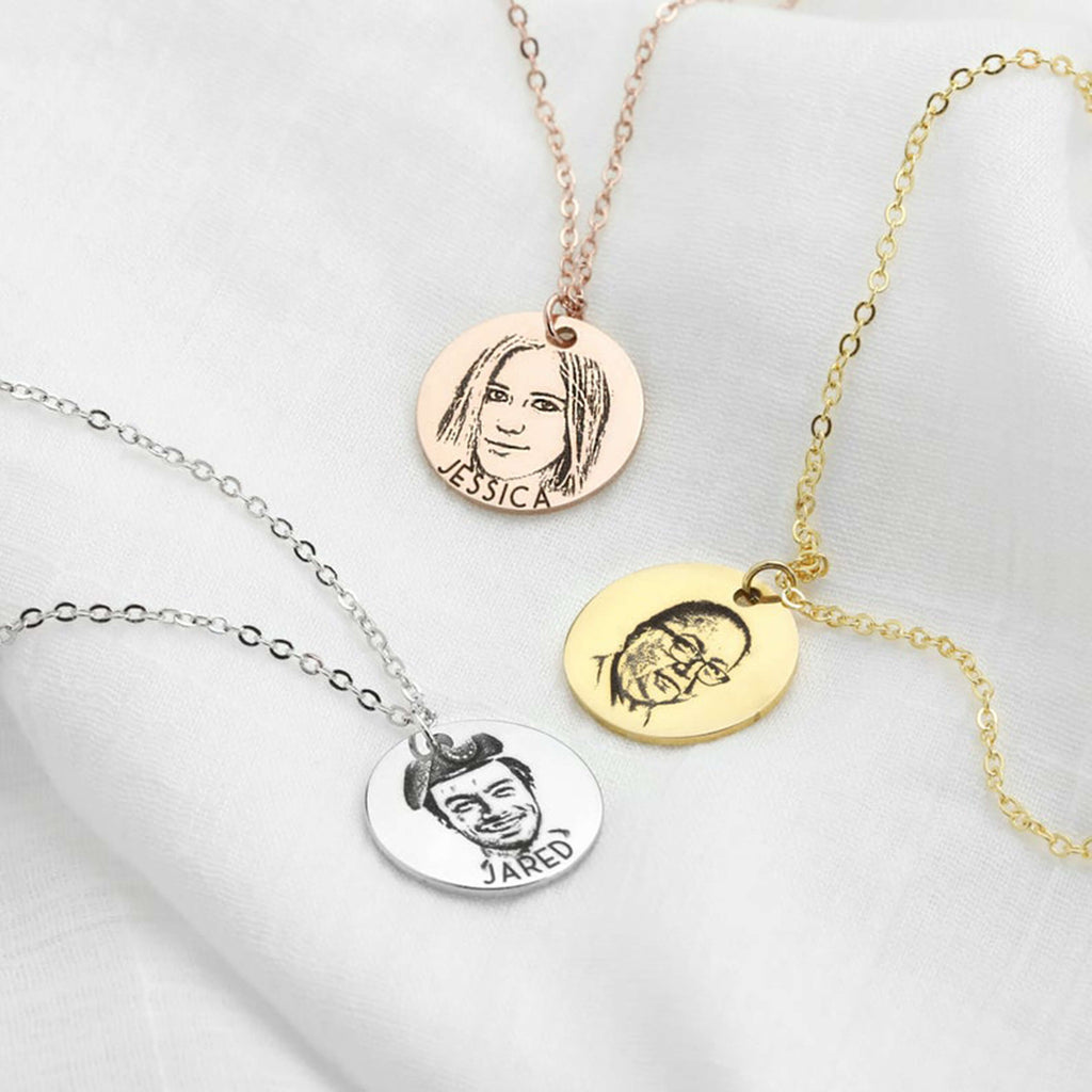 Bridesmaid Gifts Engraved Photo Pendant Necklace  Personalized Photo Necklace Custom Engraved Necklace - urweddinggifts