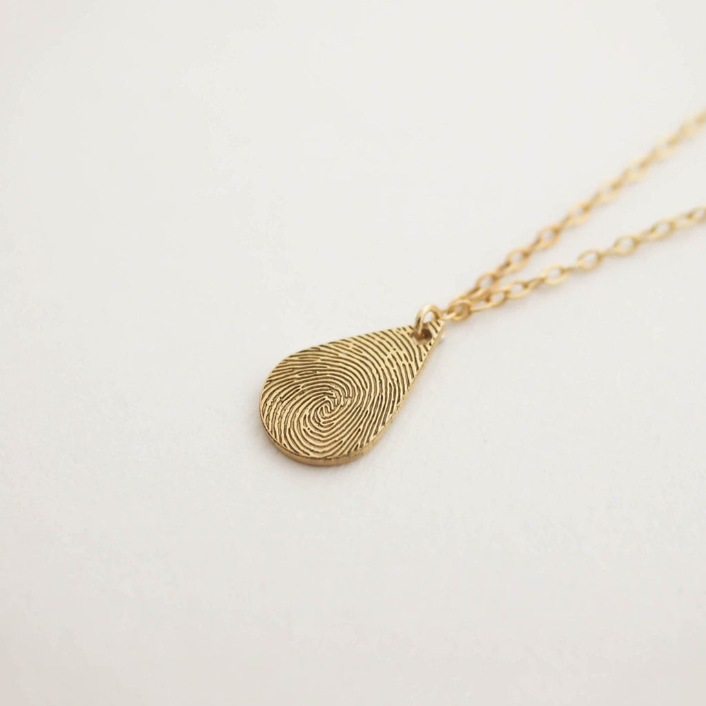 Bridesmaid Gifts Fingerprint Necklace Tiny Teardrop Fingerprint Pendant Fingerprints Jewelry - urweddinggifts