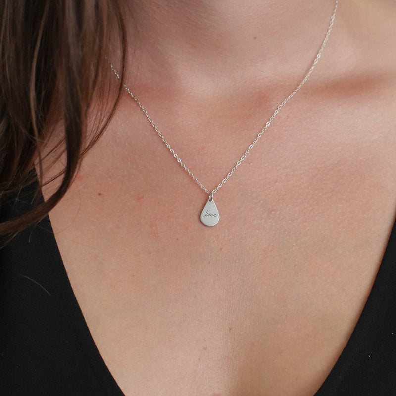 Bridesmaid Gifts Fingerprint Necklace Tiny Teardrop Fingerprint Pendant Fingerprints Jewelry - urweddinggifts