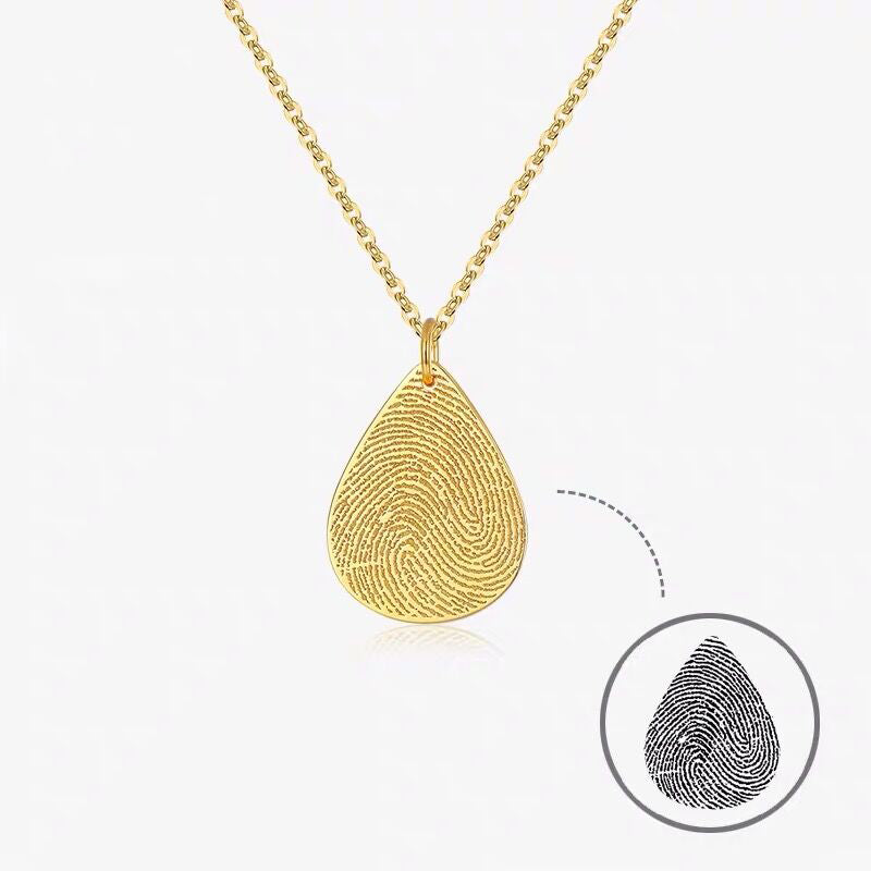 Bridesmaid Gifts Fingerprint Necklace Tiny Teardrop Fingerprint Pendant Fingerprints Jewelry - urweddinggifts