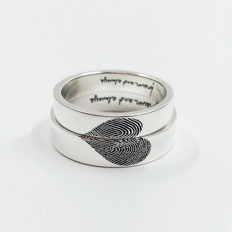 Bridesmaid Gifts Fingerprint Rings Actual Fingerprint Jewelry Couple Rings Memorial Jewelry - urweddinggifts