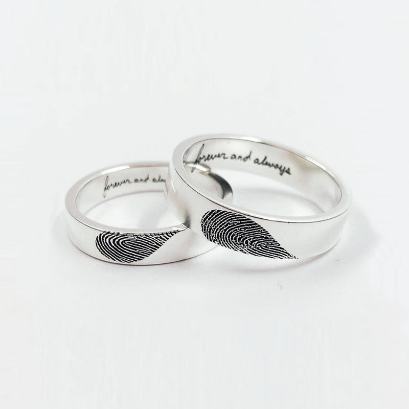 Bridesmaid Gifts Fingerprint Rings Actual Fingerprint Jewelry Couple Rings Memorial Jewelry - urweddinggifts
