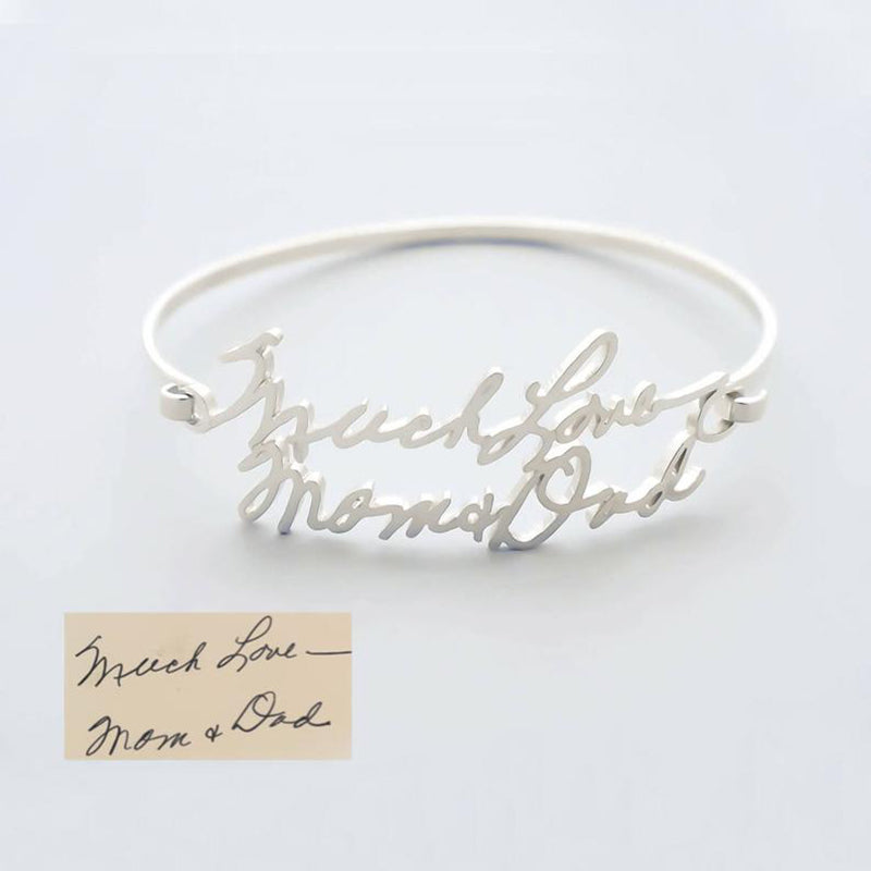 Bridesmaid Gifts Handwriting Bangle Personalized Signature Bracelet Memorial Signature Jewelry - urweddinggifts
