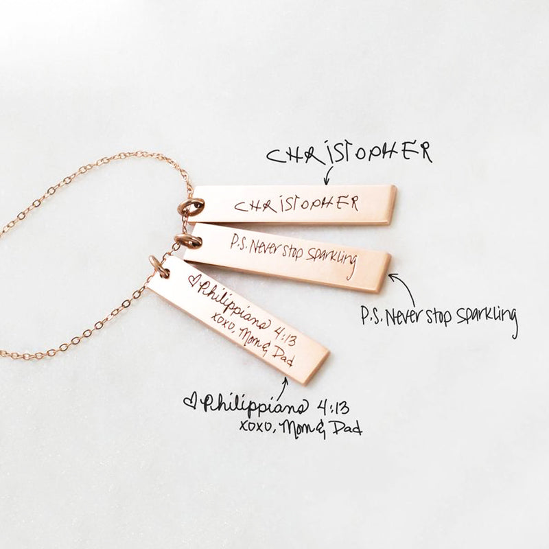 Bridesmaid Gifts Handwriting Bar Necklace Personalized Signature Necklace Custom Handwriting Jewelry - urweddinggifts