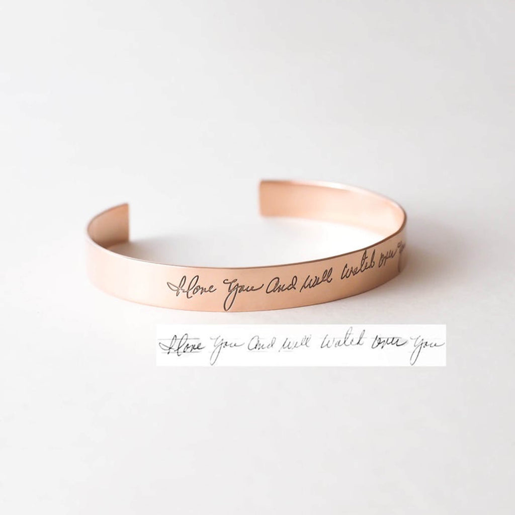 Bridesmaid Gifts Handwriting Cuff Bracelet Personalized Signature Bracelet Actual Handwriting Bracelets - urweddinggifts