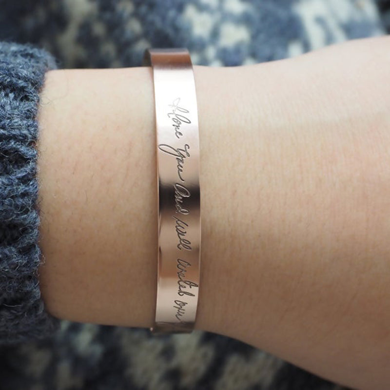 Bridesmaid Gifts Handwriting Cuff Bracelet Personalized Signature Bracelet Actual Handwriting Bracelets - urweddinggifts