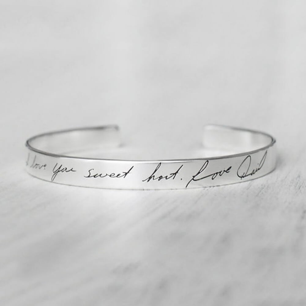 Bridesmaid Gifts Handwriting Cuff Bracelet Personalized Signature Bracelet Actual Handwriting Bracelets - urweddinggifts